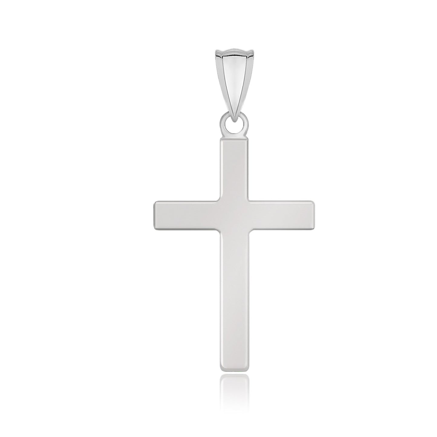 14k White Gold Flat Design Cross Pendant