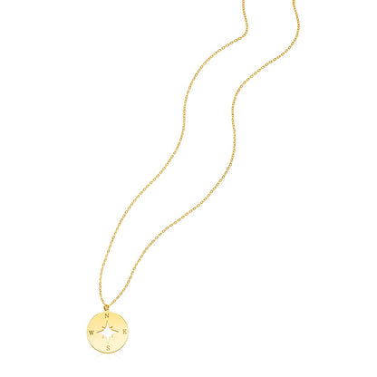 14K Yellow Gold Necklace with Compass