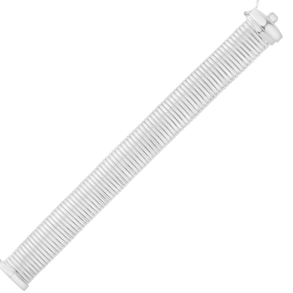 Sterling Silver Rhodium Plated Thick Tubogas Bracelet (16.00 mm)