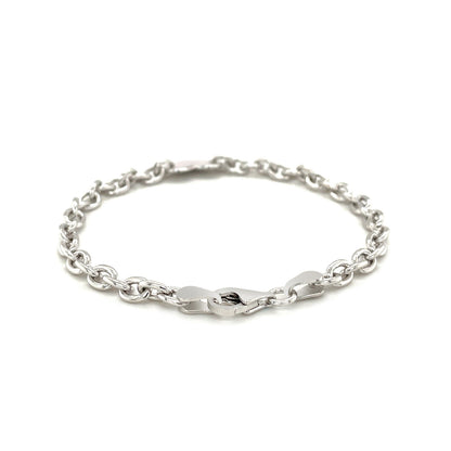 Sterling Silver Rhodium Plated Chain Bracelet with a Flat Heart Station(5.00 mm)