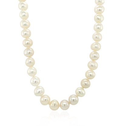 14k Yellow Gold Necklace with White Freshwater Cultured Pearls (6.0mm to 6.5mm)