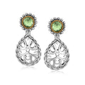 18K Yellow Gold and Sterling Silver Green Amethyst Embellished Drop Earrings