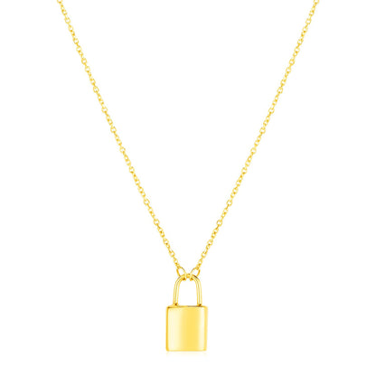 14k Yellow Gold Padlock Necklace