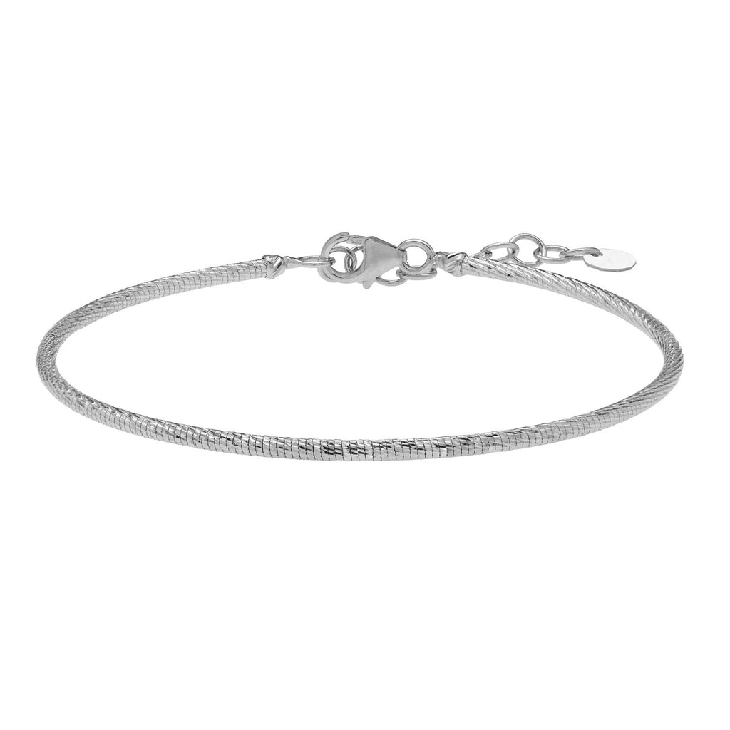 14K White Gold Diamond Cut Stack Bangle Bracelet (1.80 mm)