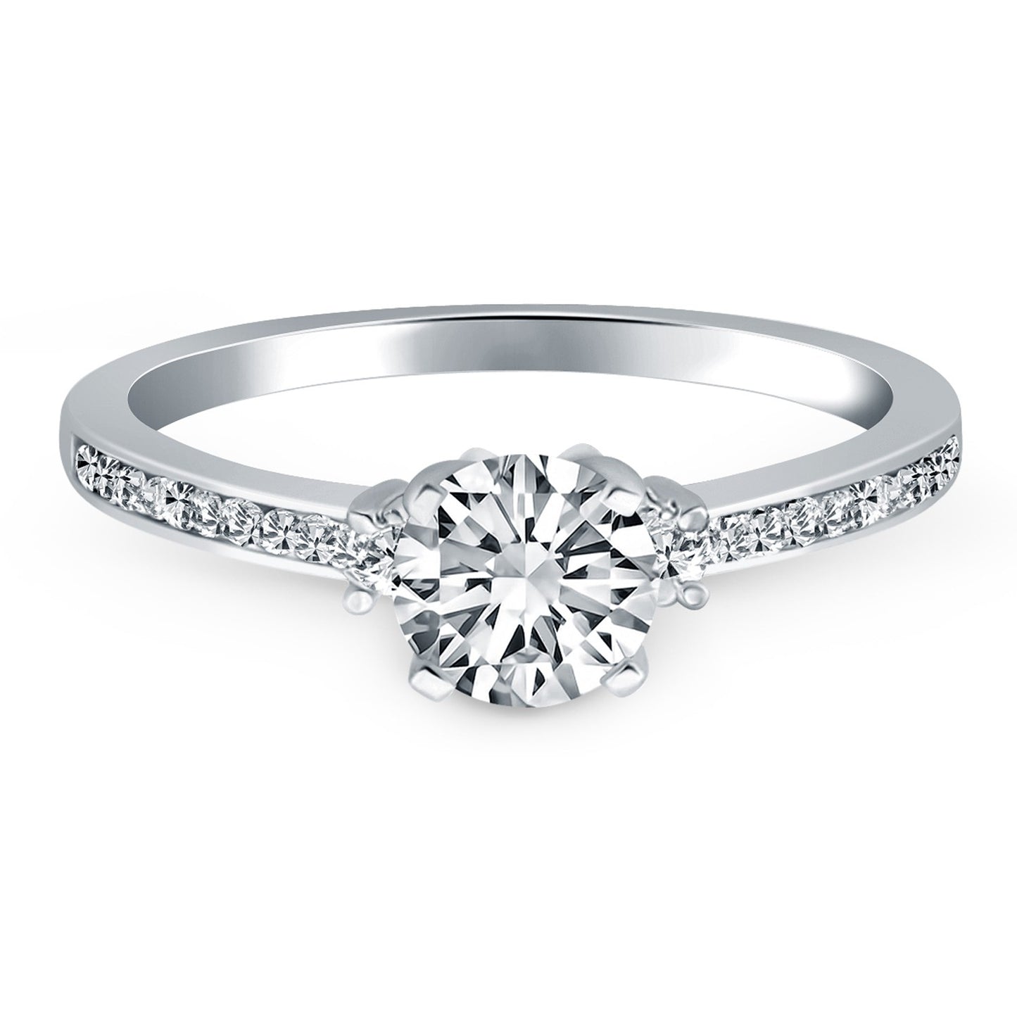 14k White Gold Diamond Accent Engagement Ring Mounting