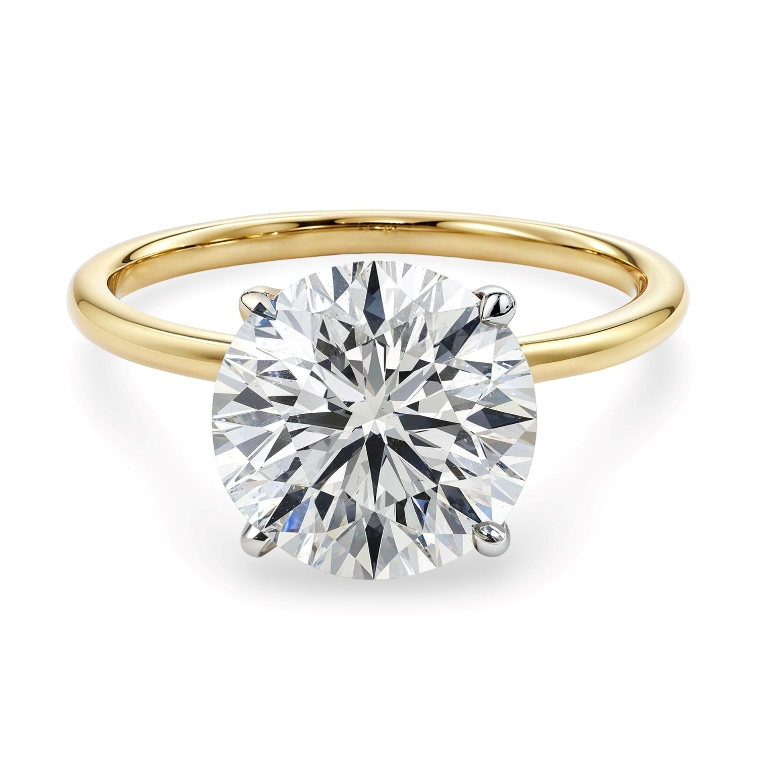 5 Carat Round Lab Grown IGI G/VS1 Diamond Solitaire Ring in 10K Yellow Gold