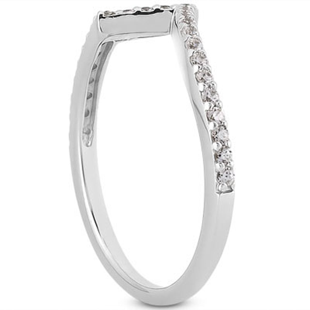 14k White Gold Fancy Zig Zag Pave Diamond Wedding Ring Band