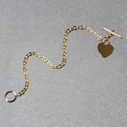 Toggle Bracelet with Heart Charm in 14k Yellow Gold (4.80 mm)