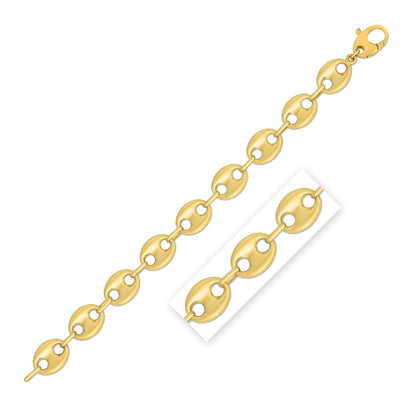 14k Yellow Gold High Polish Lite Puffed Mariner Link Bracelet  (15.00 mm)