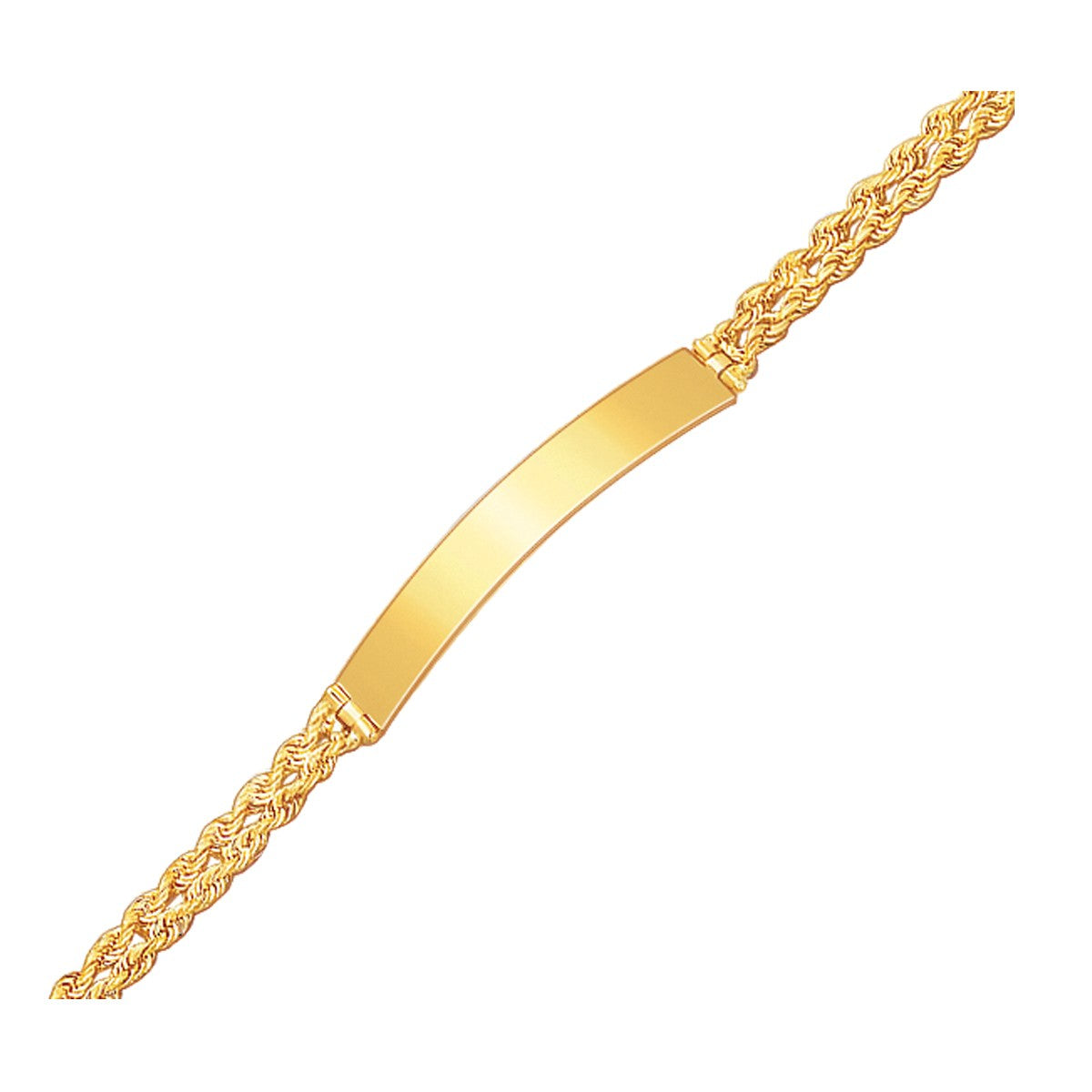 14k Yellow Gold ID Bracelet with Double Rope Chain (3.00 mm)