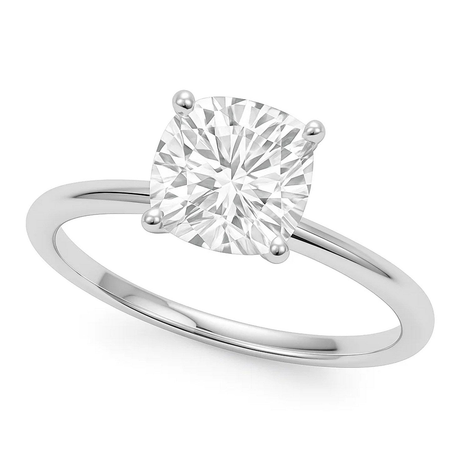 3 Carat Cushion Lab Grown IGI G/VS1 Diamond Solitaire Ring in 14K White Gold