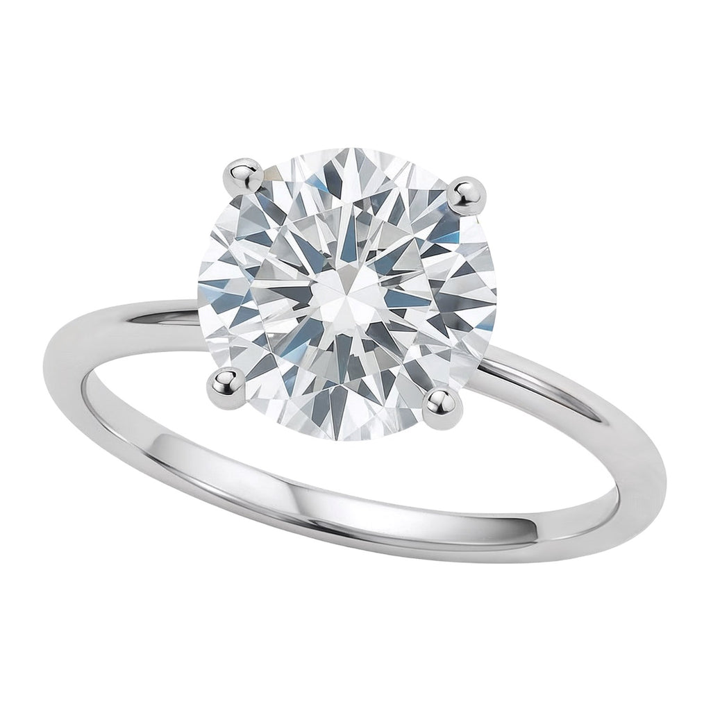 3 Carat Round Lab Grown IGI G/VS1 Diamond Solitaire Ring in 10K White Gold
