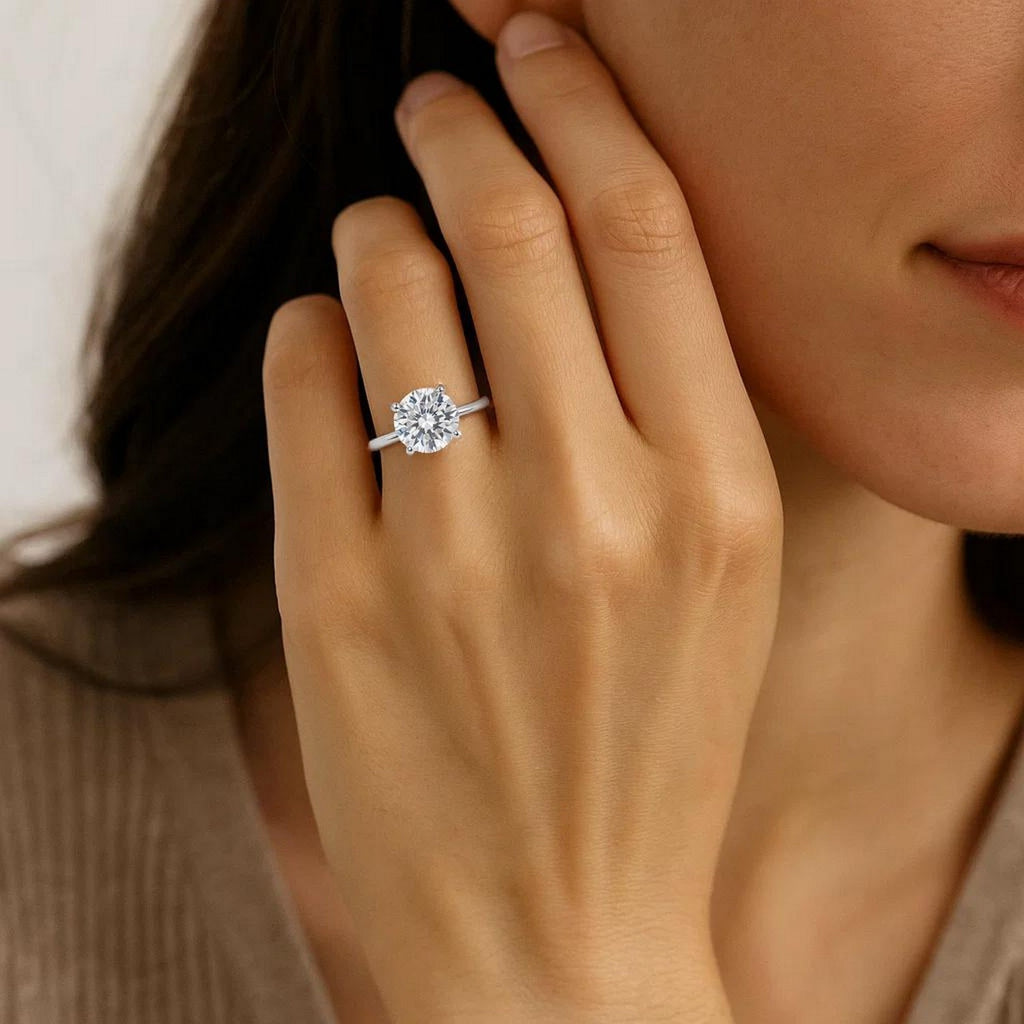 3 Carat Round Lab Grown IGI G/VS1 Diamond Solitaire Ring in 10K White Gold