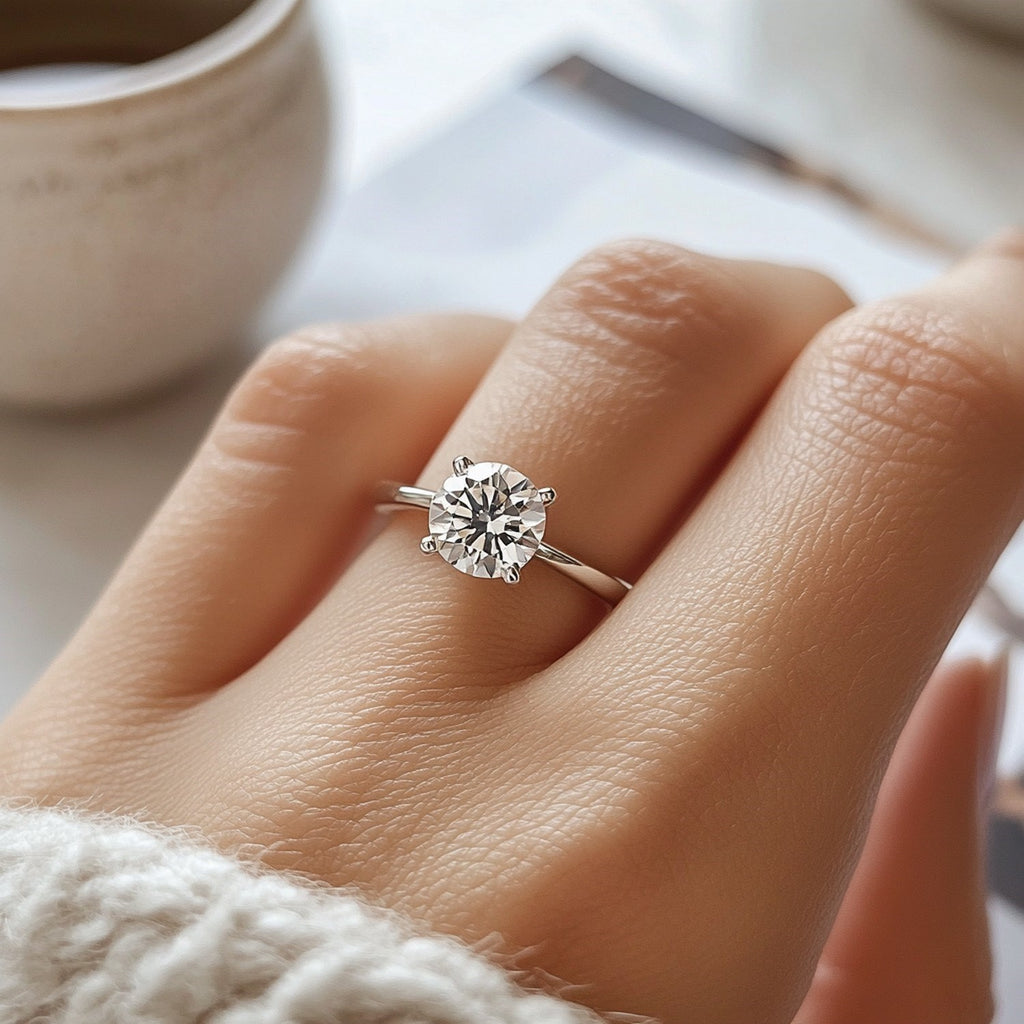 3 Carat Round Lab Grown IGI G/VS1 Diamond Solitaire Ring in 10K White Gold