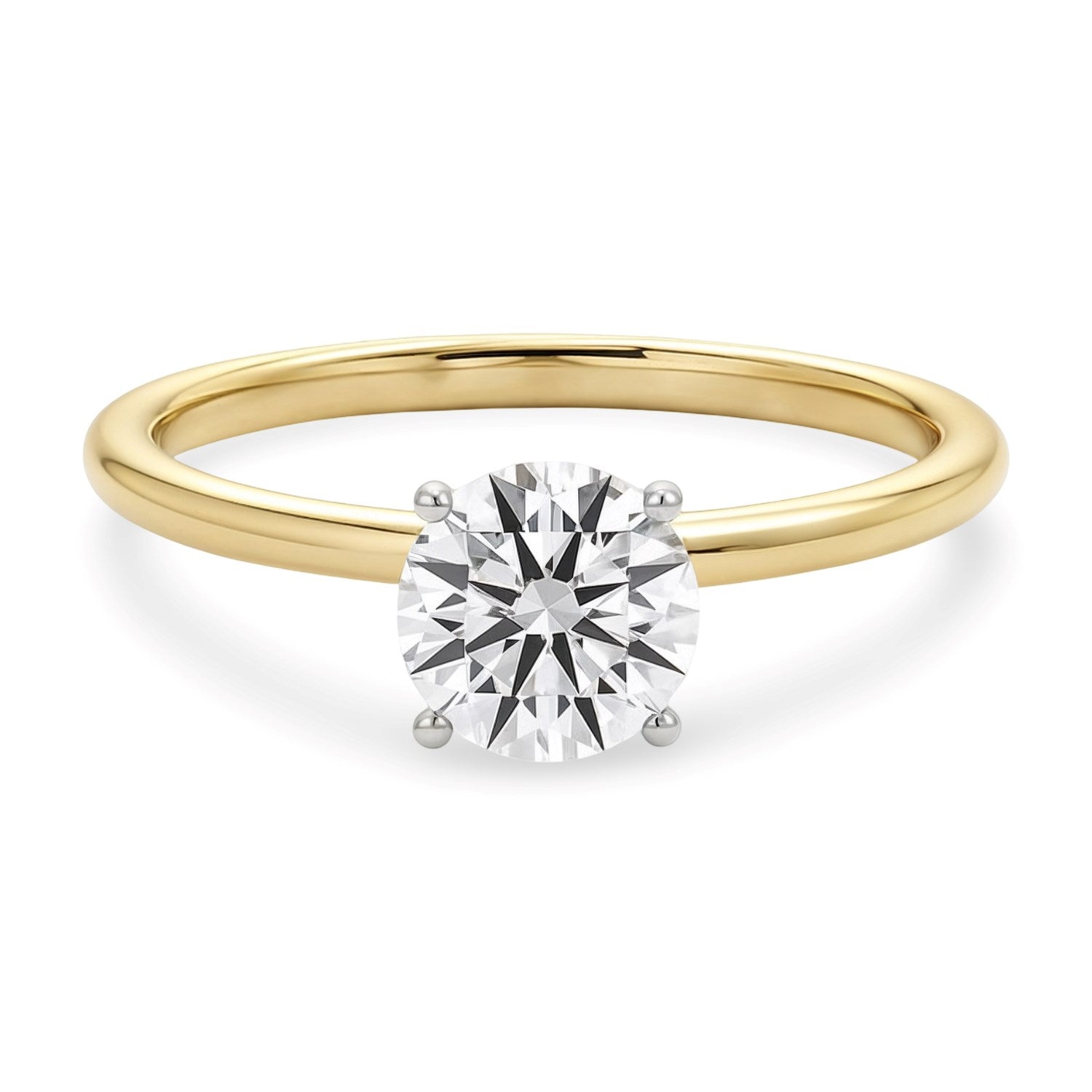 1 Carat Round Lab Grown IGI G/VS1 Diamond Solitaire Ring in 10K Yellow Gold