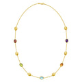 14K Yellow Gold Oval Gemstone and Bead Necklace