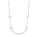 Sterling Silver Rhodium Plated Hearts Station Necklace