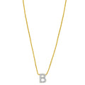 14K Yellow Gold Mini Diamond B Initial Pendant Necklace