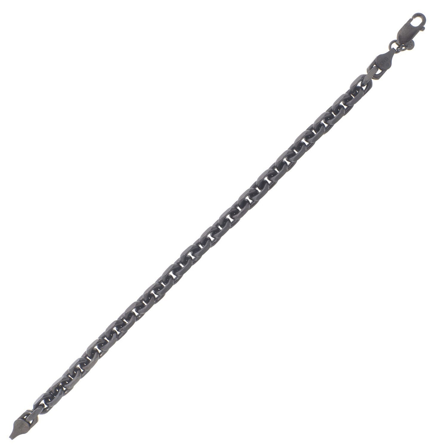 Sterling Silver Black Ruthenium Plated Oval Link Bracelet (5.60 mm)