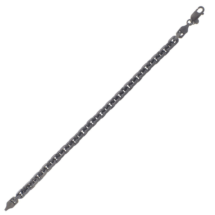 Sterling Silver Black Ruthenium Plated Oval Link Bracelet (5.60 mm)