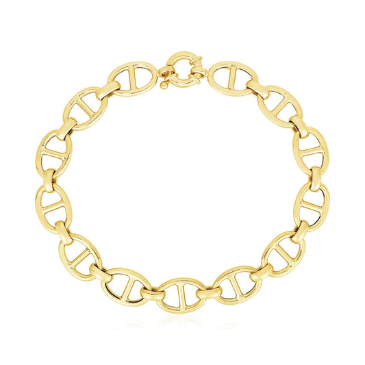 14k Yellow Gold High Polish Mariner Link Bracelet  (8.80 mm)