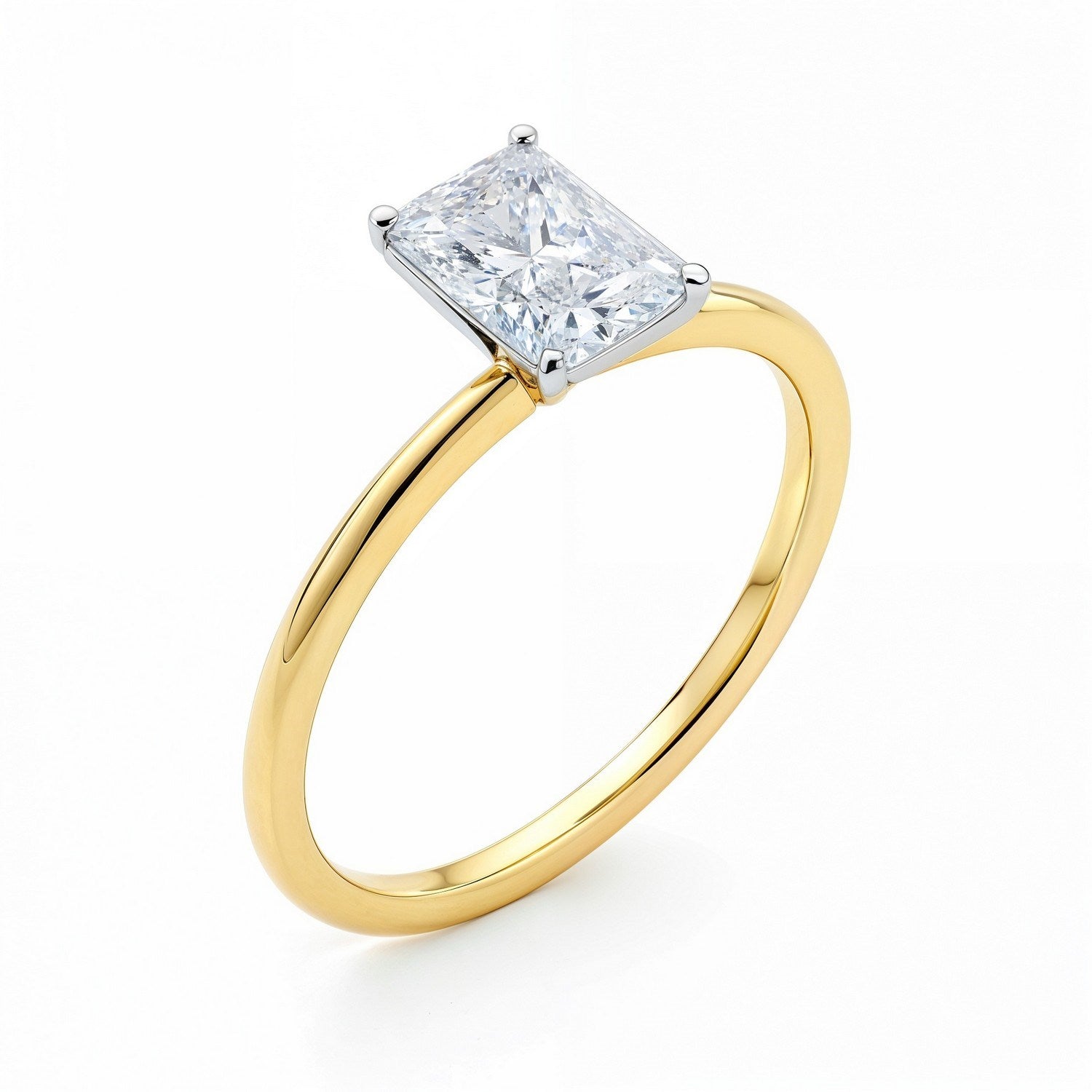 1 Carat Radiant Lab Grown IGI G/VS1 Diamond Solitaire Ring in 14K Yellow Gold