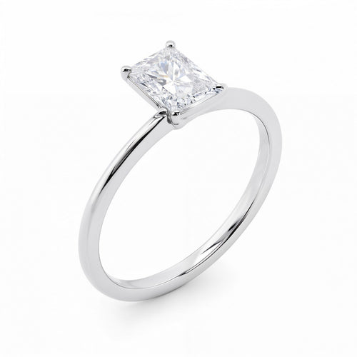 1 1/2 Carat Radiant Lab Grown IGI G/VS1 Diamond Solitaire Ring in 14K White Gold