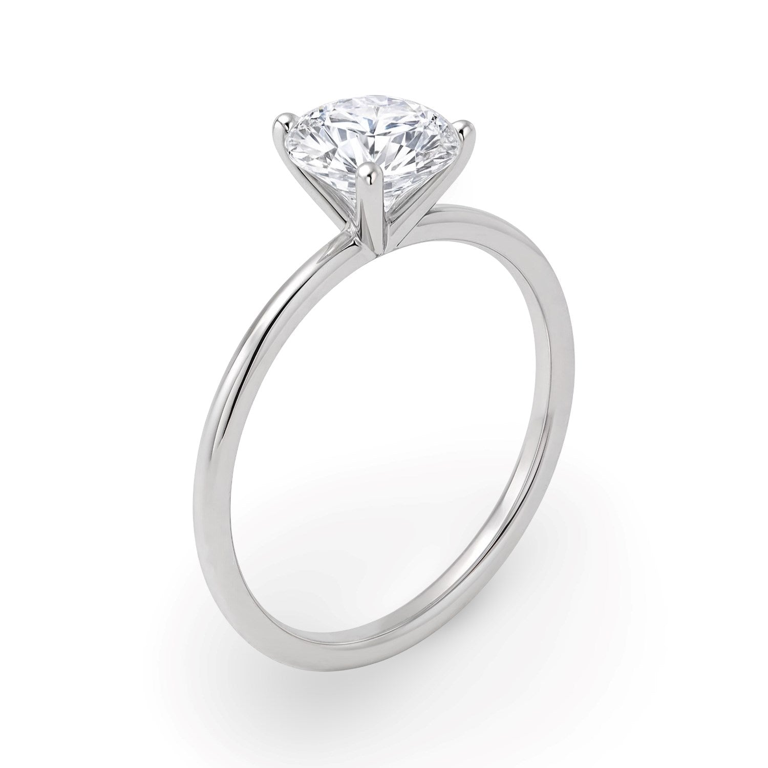 1 1/2 Carat Round Lab Grown IGI G/VS1 Diamond Solitaire Ring in 14K White Gold