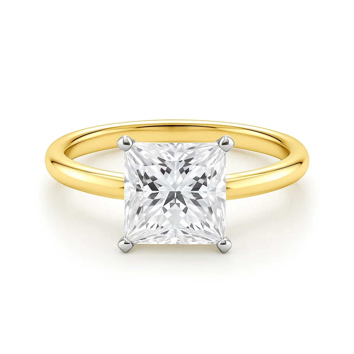 3 Carat Princess Lab Grown IGI G/VS1 Diamond Solitaire Ring in 10K Yellow Gold
