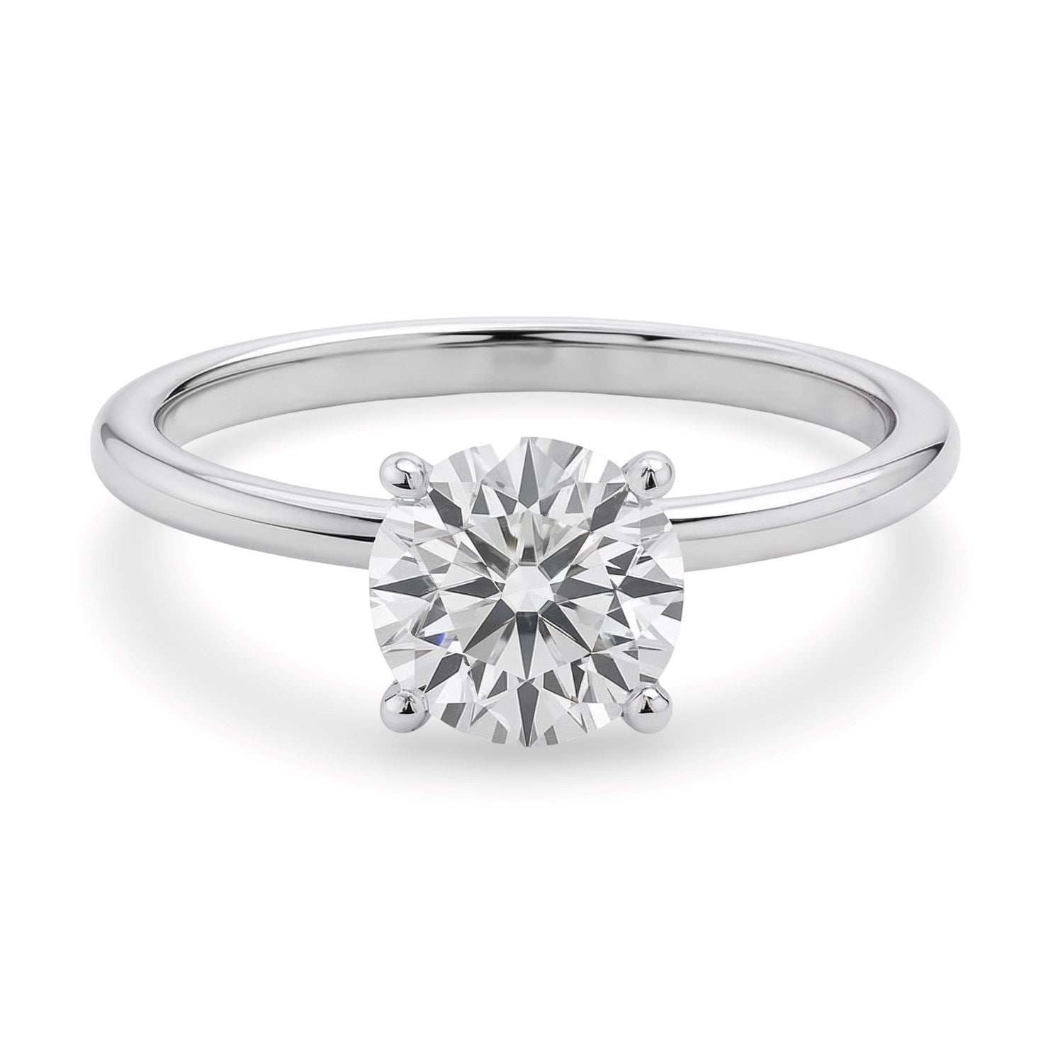 1 1/2 Carat Round Lab Grown IGI G/VS1 Diamond Solitaire Ring in Sterling Silver