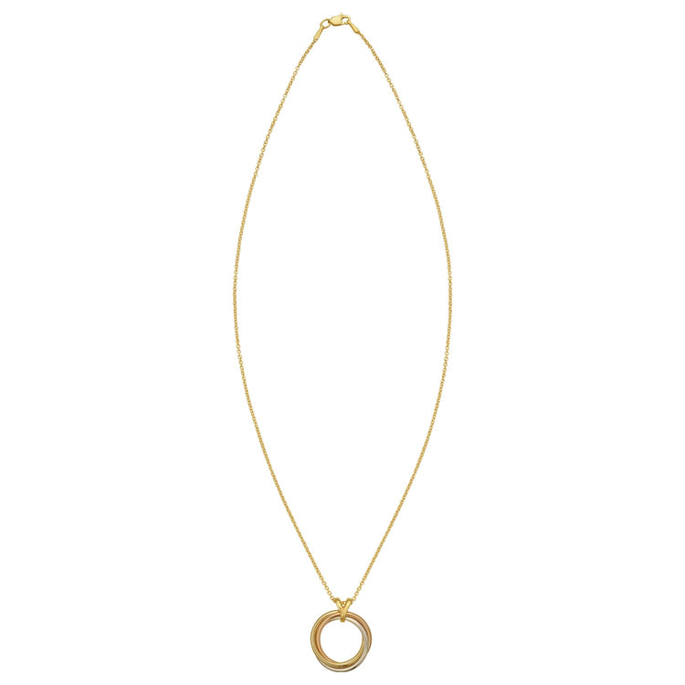 14K Tri Color Gold Interlocking Circle Pendant Necklace