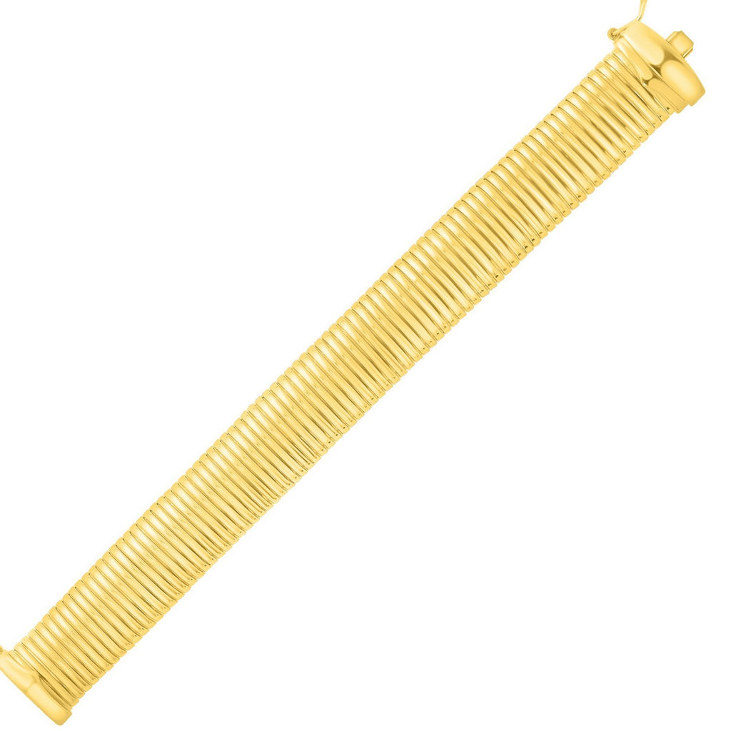 Sterling Silver Yellow Gold Plated Thick Tubogas Bracelet (16.00 mm)