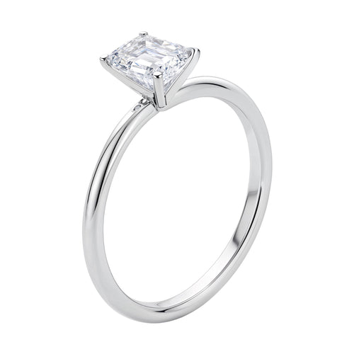 1 Carat Emerald Lab Grown IGI G/VS1 Diamond Solitaire Ring in 10K White Gold