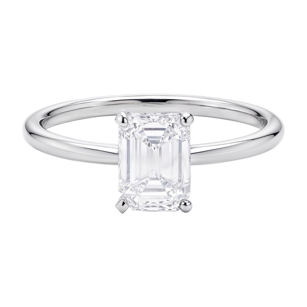 1 Carat Emerald Lab Grown IGI G/VS1 Diamond Solitaire Ring in 10K White Gold
