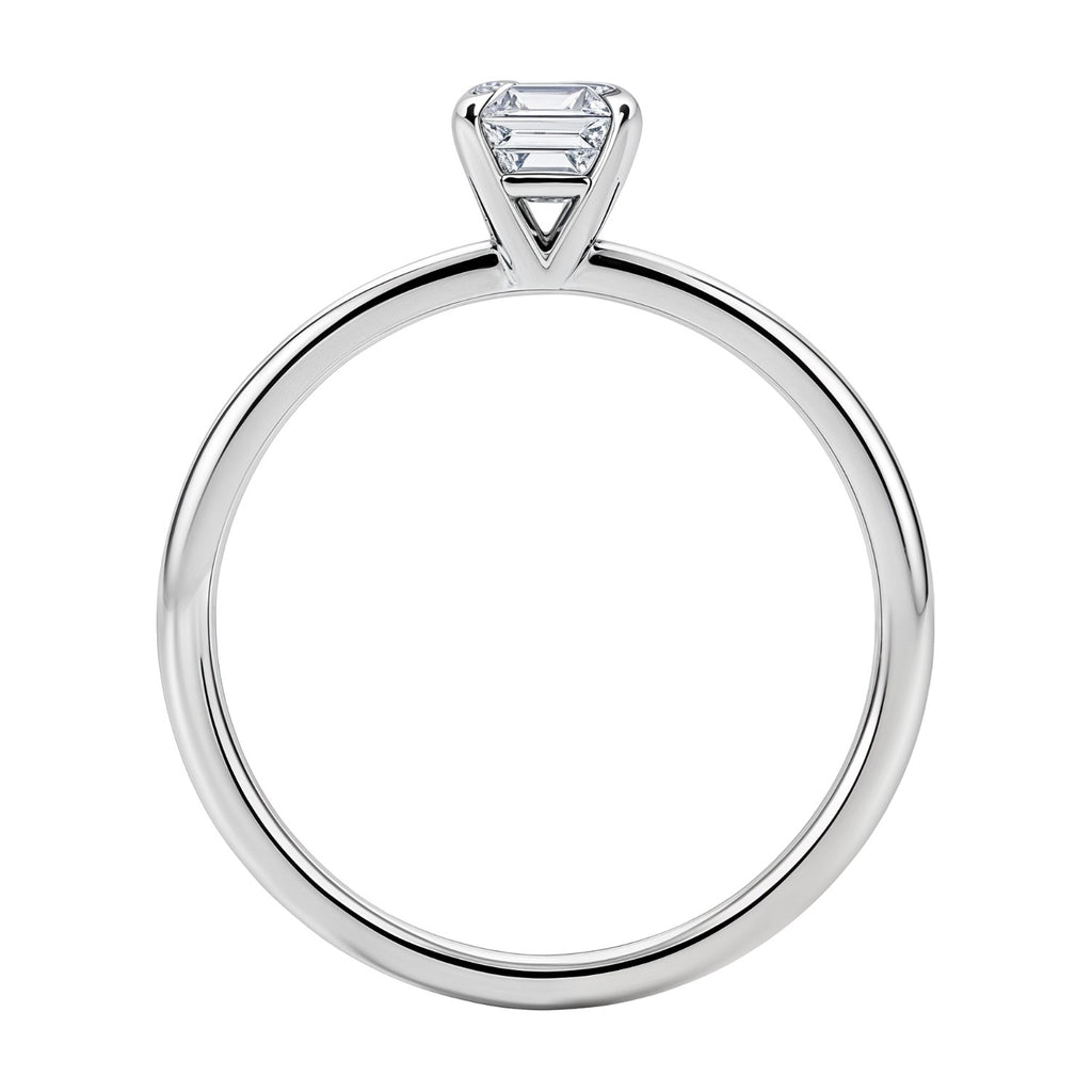 1 Carat Emerald Lab Grown IGI G/VS1 Diamond Solitaire Ring in 10K White Gold