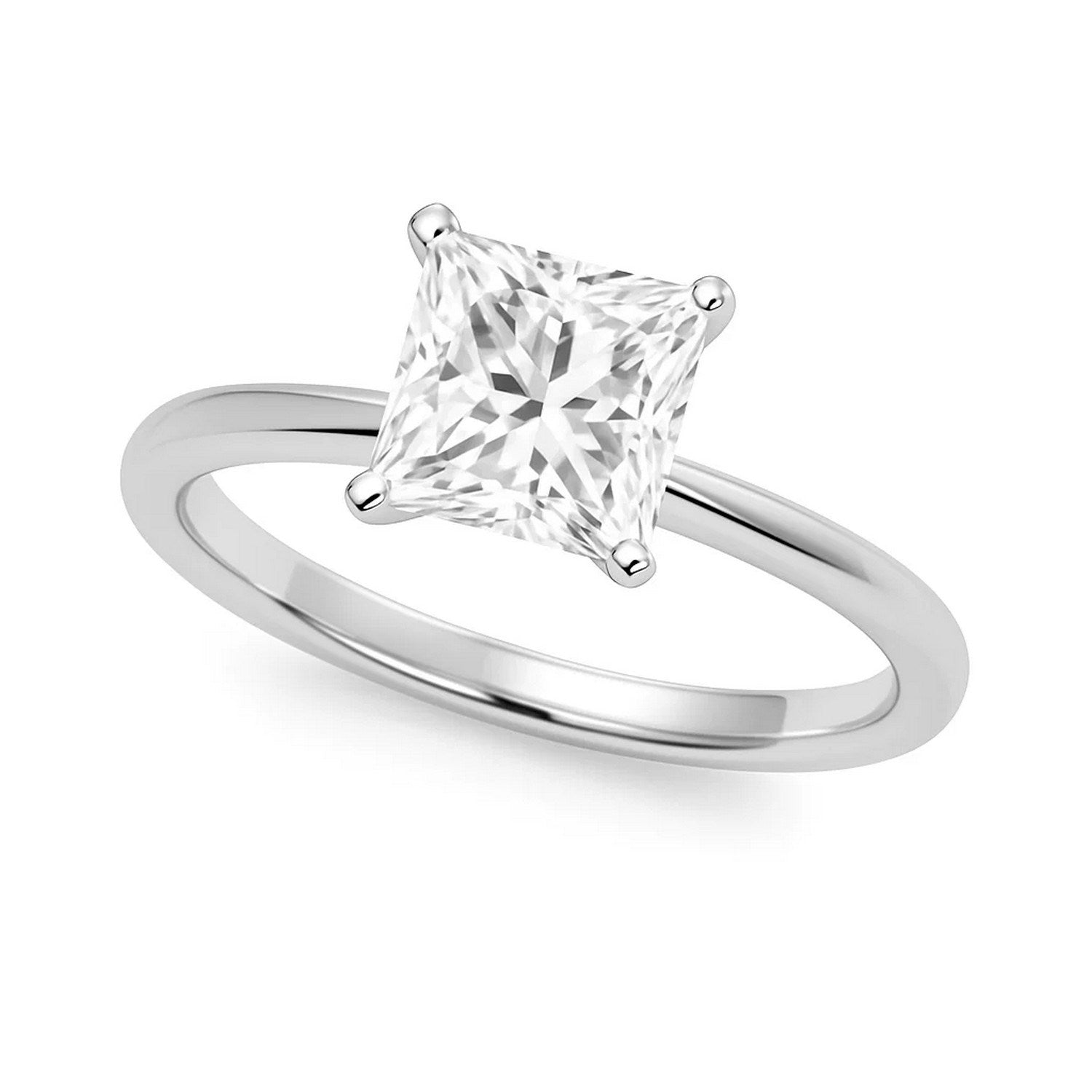 2 Carat Princess Lab Grown IGI G/VS1 Diamond Solitaire Ring in 14K White Gold