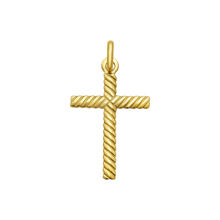 14K Yellow Gold Cable Cross Pendant