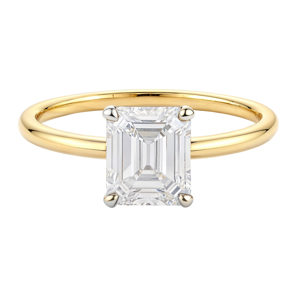 1 Carat Emerald Lab Grown IGI G/VS1 Diamond Solitaire Ring in 14K Yellow Gold