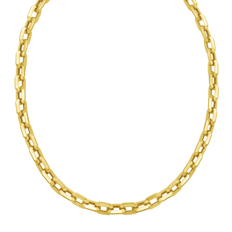 14K Yellow Gold Faceted Octagonal Link Chain Necklace (8.10 mm)