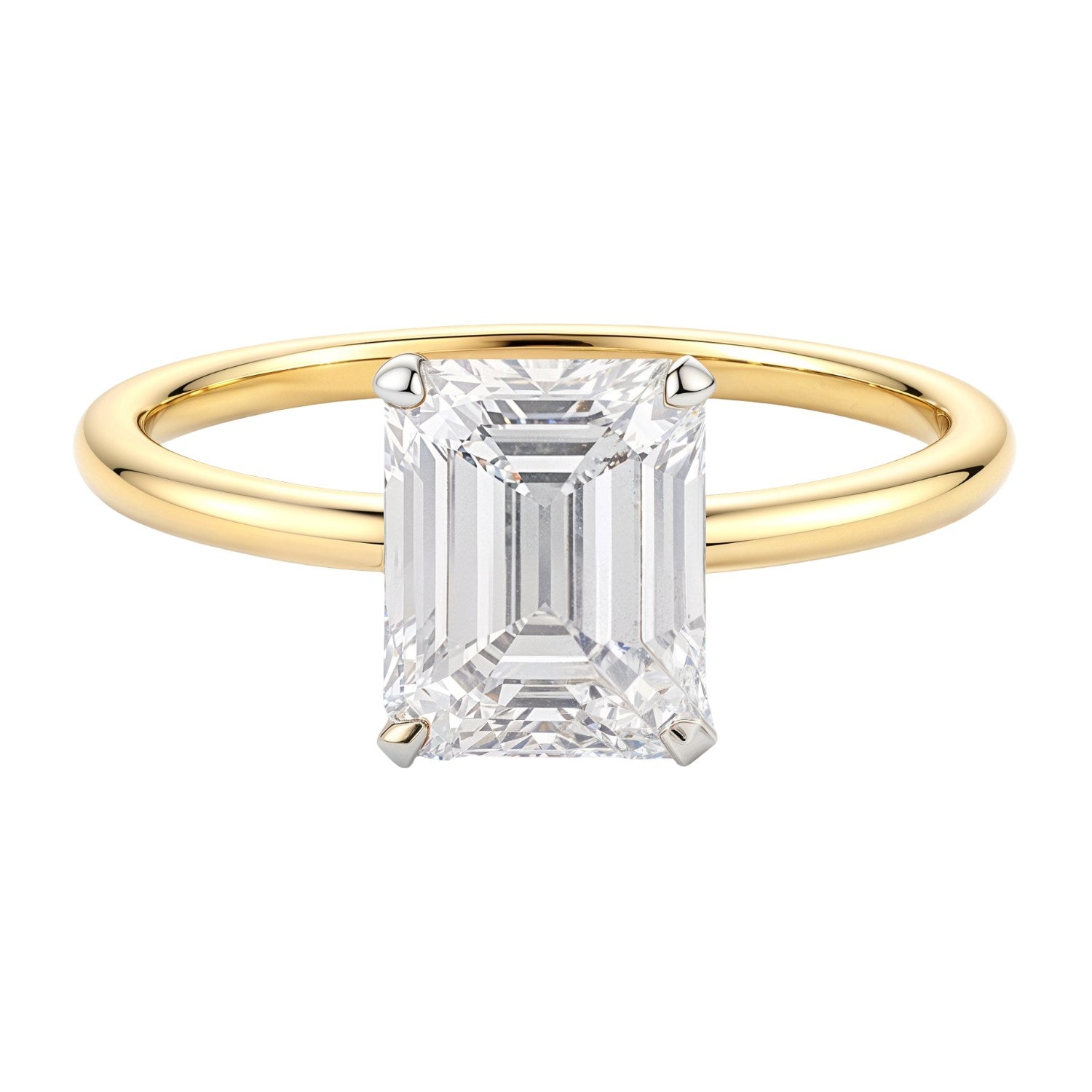 2 Carat Emerald Lab Grown IGI G/VS1 Diamond Solitaire Ring in 10K Yellow Gold