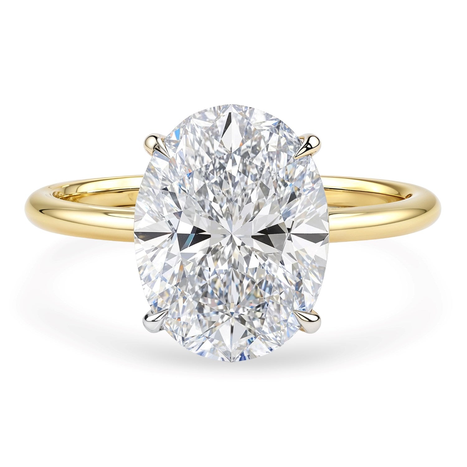 3 Carat Oval Lab Grown IGI G/VS1 Diamond Solitaire Ring in 14K Yellow Gold