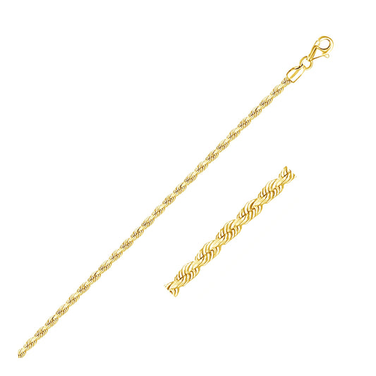 10k Yellow Gold Solid Diamond Cut Rope Bracelet (2.50 mm)