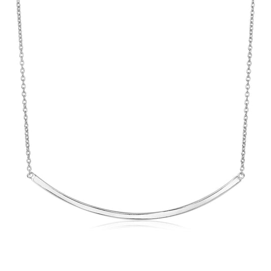 Sterling Silver Polished Curved Bar Necklace