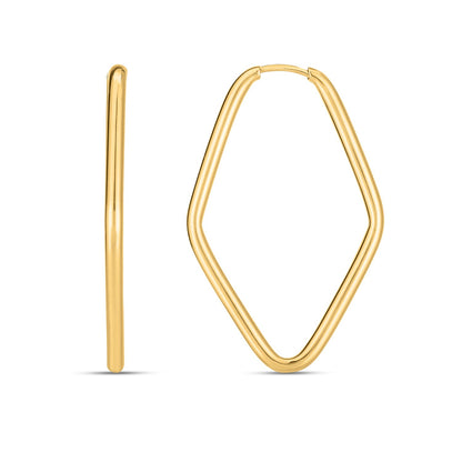 14k Yellow Gold Endless Marquise Hoops