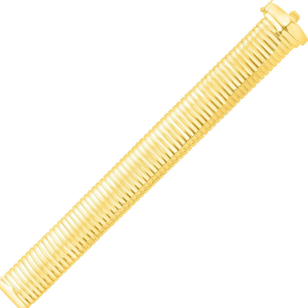 Sterling Silver Yellow Gold Plated Extra Thick Tubogas Bracelet (18.00 mm)