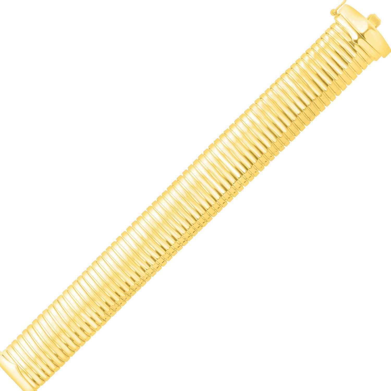 Sterling Silver Yellow Gold Plated Extra Thick Tubogas Bracelet (18.00 mm)