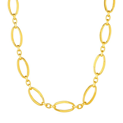 14k Yellow Gold Necklace with Polished Oval Links