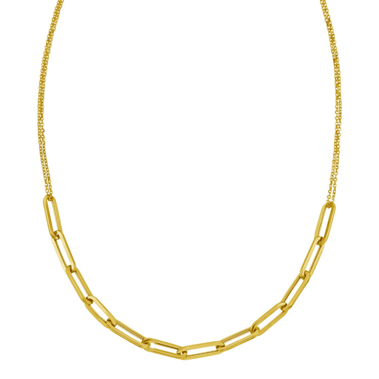 14K Yellow Gold Adjustable Paperclip Link Necklace