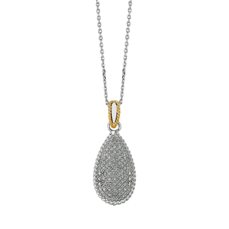 14K Two Tone Gold Tear Drop Necklace