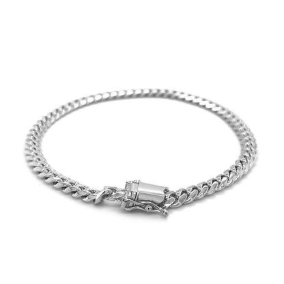 14k White Gold Classic Miami Cuban Solid Bracelet (5.00 mm)